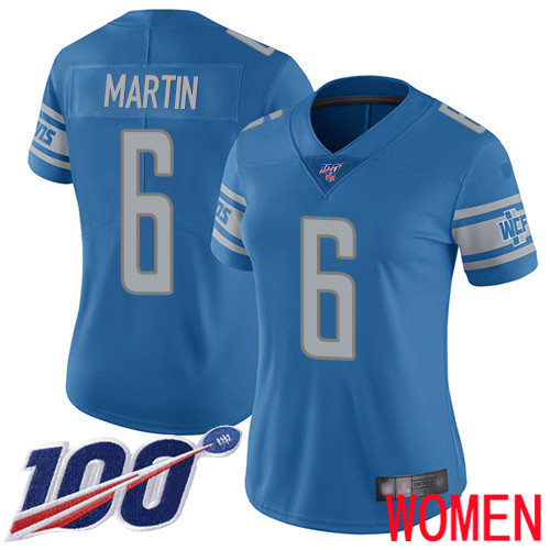 Detroit Lions Limited Blue Women Sam Martin Home Jersey NFL Football #6 100th Season Vapor Untouchable->women nfl jersey->Women Jersey